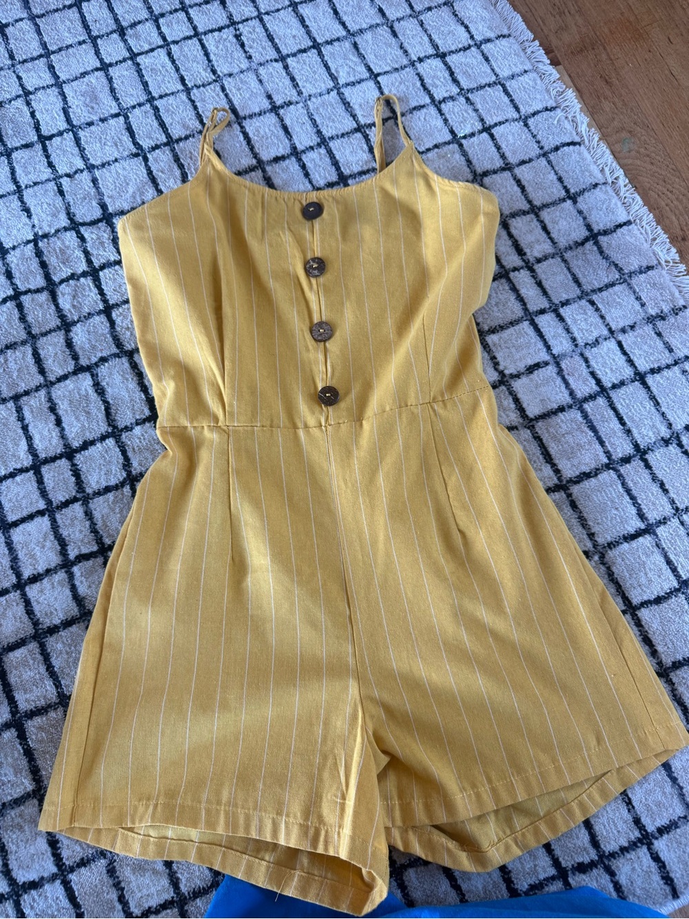 Women’s' Yellow Striped Button-Front Romper